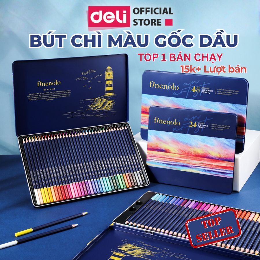 [🔥TRỢ GIÁ] Bút Chì Màu Gốc Dầu DELI Màu Chì Gốc Dầu Vẽ Chuyên Nghiệp Lượng Dầu Cao Lõi 4mm Tô Mịn Thân gỗ Basswood