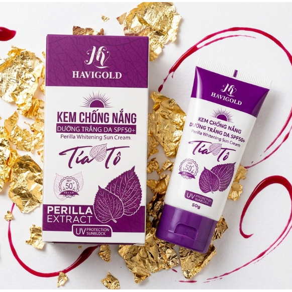 Kem Havigold (Trắng-Tím) Tía Tô - Màng Lọc UV Bảo Vệ Da Giảm Mụn Mờ Nám, Trẻ Hóa 50g