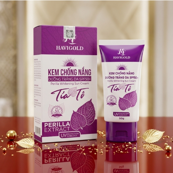Kem Havigold (Trắng-Tím) Tía Tô - Màng Lọc UV Bảo Vệ Da Giảm Mụn Mờ Nám, Trẻ Hóa 50g
