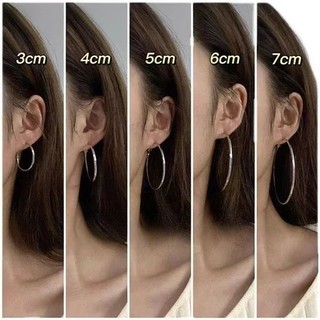 Khuyên tai bạc tai tròn trơn 3 / 4 / 5 / 6 / 7mm Bạc Vòng Tròn Bông Tai Khóa Tai Phụ Kiện Thời Trang