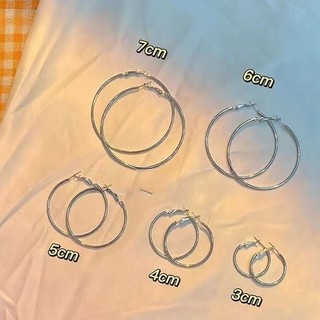 Khuyên tai bạc tai tròn trơn 3 / 4 / 5 / 6 / 7mm Bạc Vòng Tròn Bông Tai Khóa Tai Phụ Kiện Thời Trang