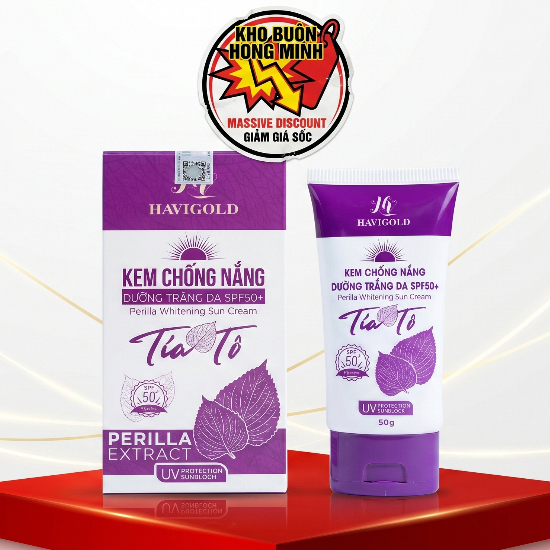 Kem Havigold (Trắng-Tím) Tía Tô - Màng Lọc UV Bảo Vệ Da Giảm Mụn Mờ Nám, Trẻ Hóa 50g