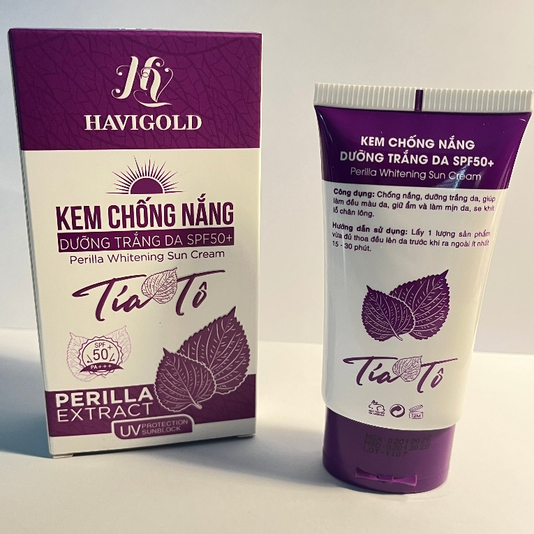 Kem Havigold (Trắng-Tím) Tía Tô - Màng Lọc UV Bảo Vệ Da Giảm Mụn Mờ Nám, Trẻ Hóa 50g