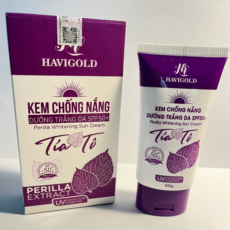 Kem Havigold (Trắng-Tím) Tía Tô - Màng Lọc UV Bảo Vệ Da Giảm Mụn Mờ Nám, Trẻ Hóa 50g