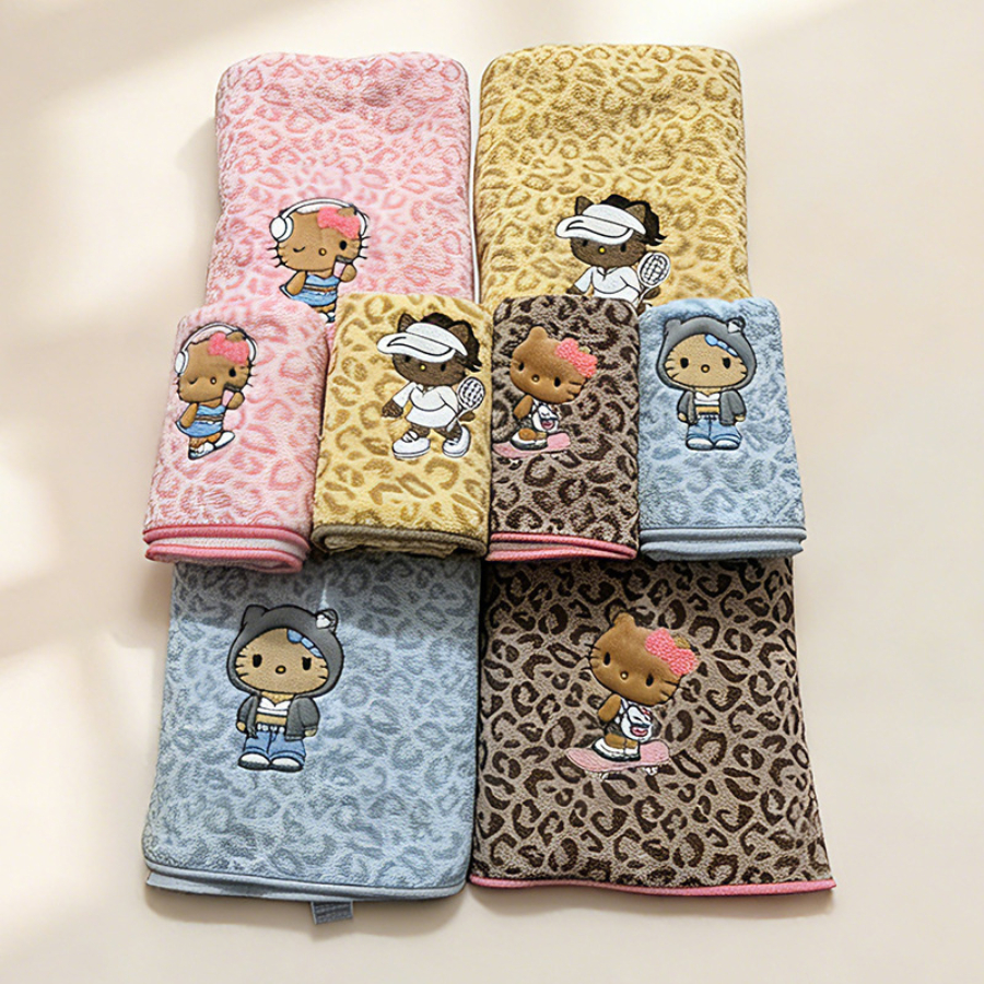 Khăn Tắm Cotton Kháng Khuẩn Cao Cấp Thêu Hello Kitty, Khăn Tắm Siêu Thấm Hút, Mềm Mịn