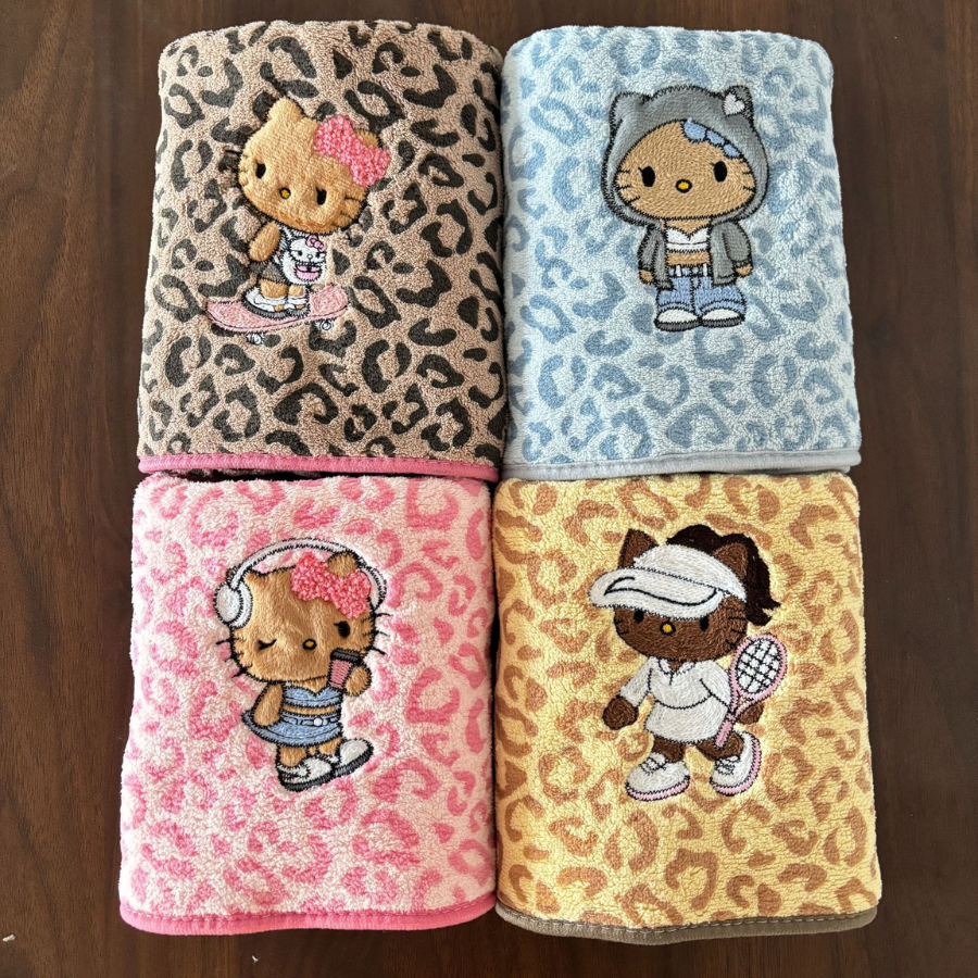 Khăn Tắm Cotton Kháng Khuẩn Cao Cấp Thêu Hello Kitty, Khăn Tắm Siêu Thấm Hút, Mềm Mịn
