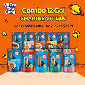 Combo 12 gói Pate Smartheart cho Chó trưởng thành, Chó con 130g