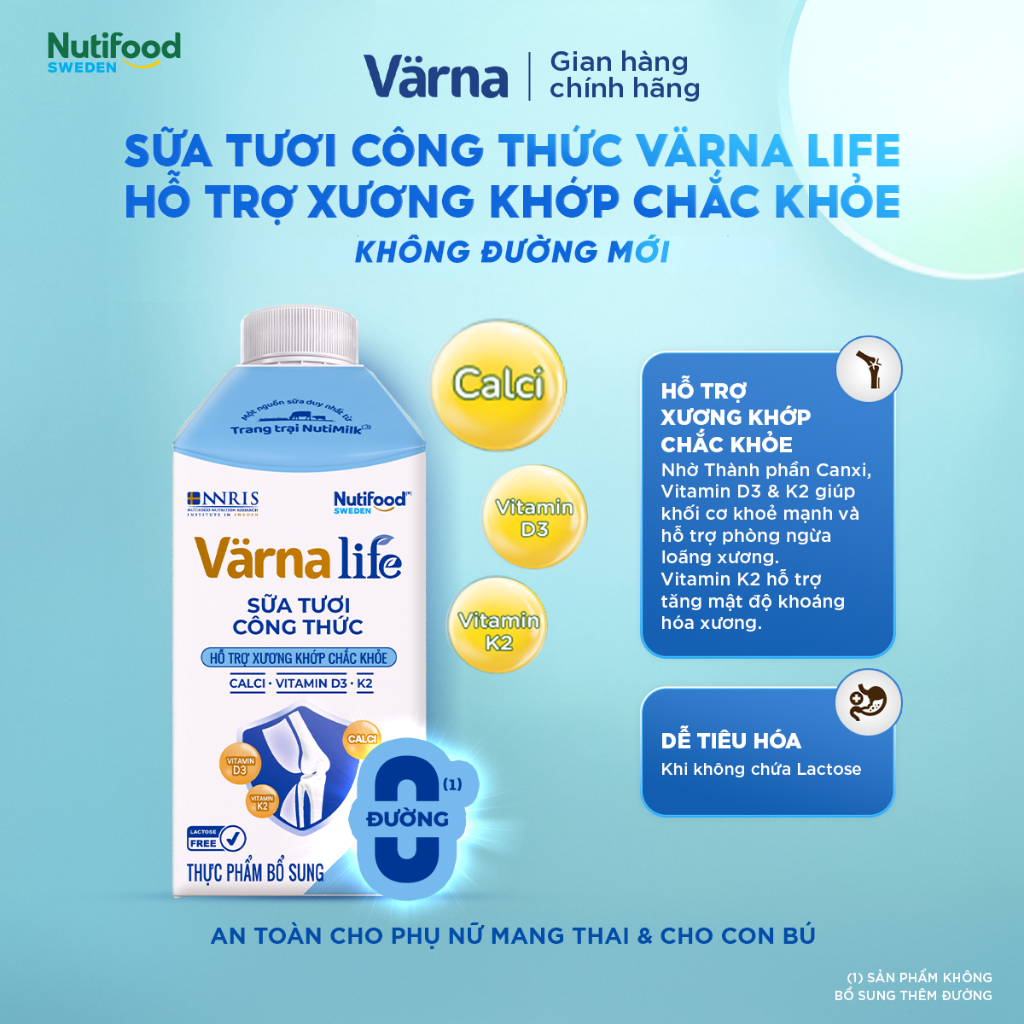 [TP] Thùng 12 hộp Varna Life sữa tươi công thức (12 hộp giấy x 200ml)