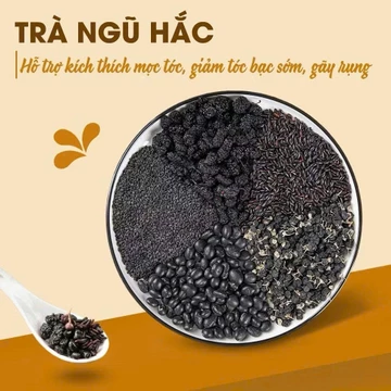 Trà Ngũ Hắc Gạo Lứt, Đậu Đen, Mè Đen, Kỳ Tử Đen, Dâu Tằm Kích Thích Mọc Tóc Đẹp Da Ngừa Bạc Tóc Sớm