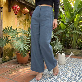 QUẦN ĐŨI NỮ Q01 [45-85kg], Quần thiết kế lưng thun phía sau, dáng suông. Chất đũi xước Nhật cao cấp