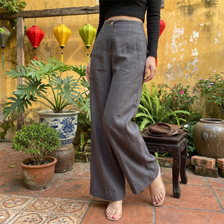 QUẦN ĐŨI NỮ Q01 [45-85kg], Quần thiết kế lưng thun phía sau, dáng suông. Chất đũi xước Nhật cao cấp