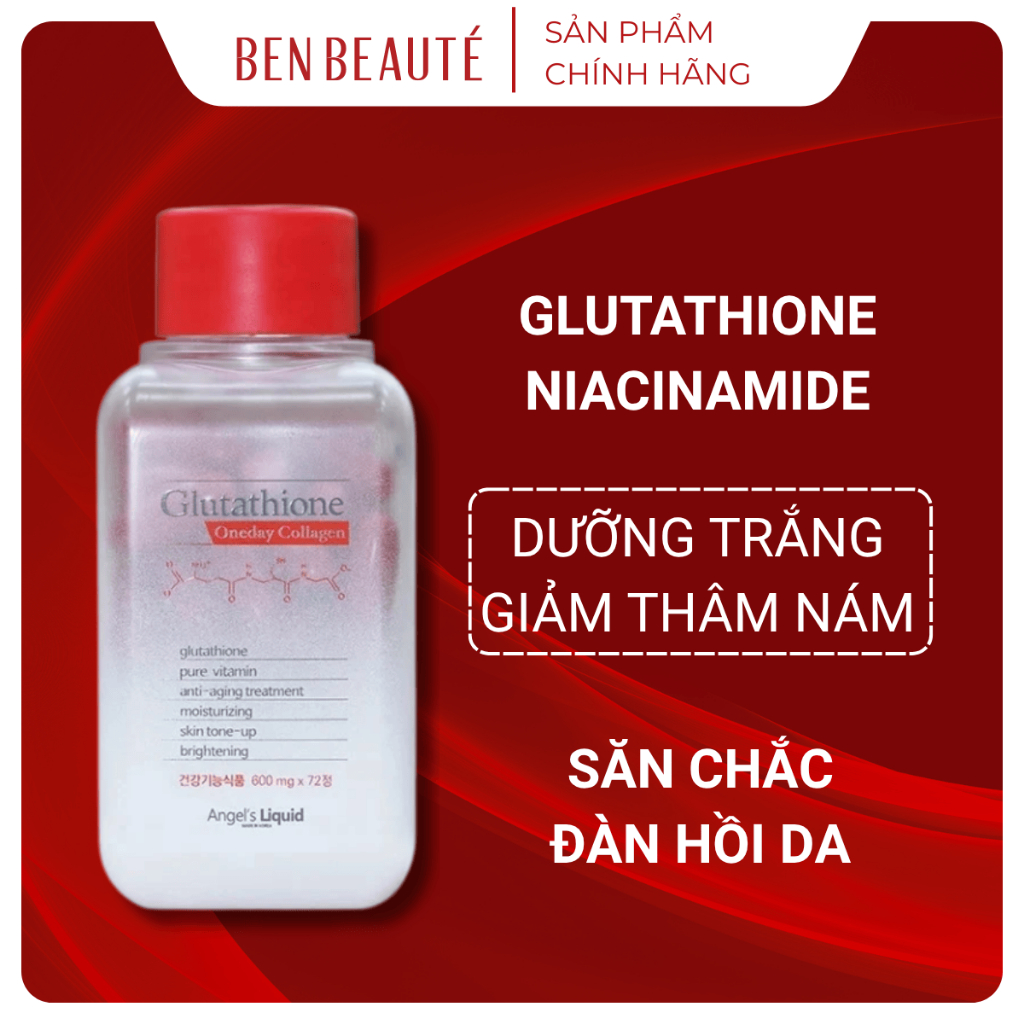 angels liquid glutathione one day collagen Viên Uống Trắng Da Angel's Liquid Glutathione Oneday Collagen 72 Viên