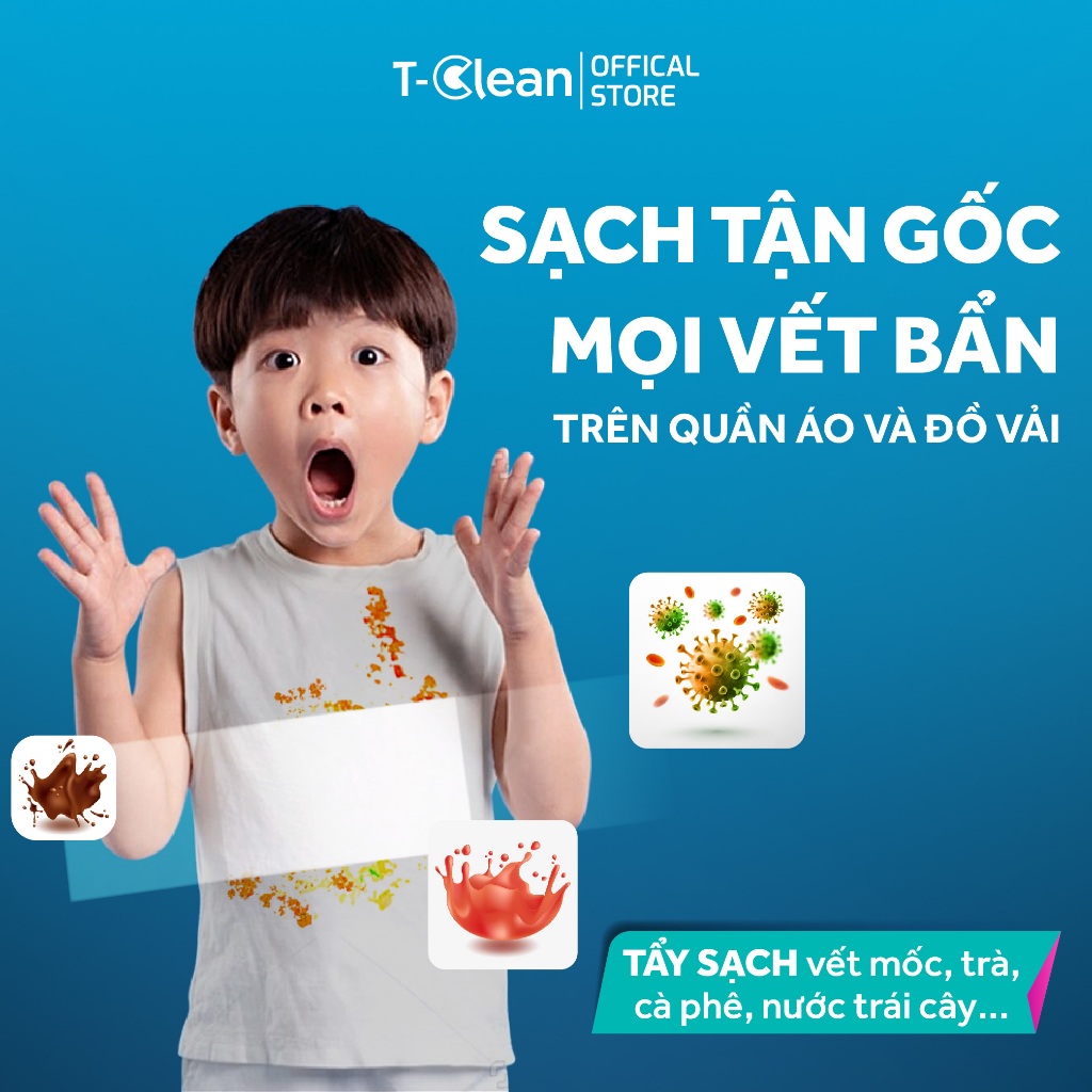 Bột làm sạch đa năng T-Clean 500g, tẩy ố vàng, mốc, bẩn trên nhiều bề mặt: đá, gỗ, da..