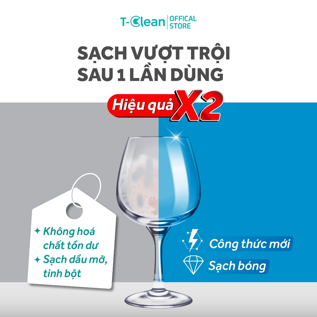 Bột Rửa Bát TClean ECO, Bột Rửa Chén Cho Máy Rửa Bát -1kg Đa Năng, Sạch An Toàn Mùi Chanh Nhẹ
