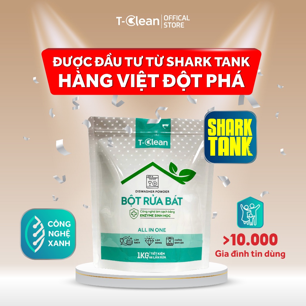 Bột Rửa Bát TClean ECO, Bột Rửa Chén Cho Máy Rửa Bát -1kg Đa Năng, Sạch An Toàn Mùi Chanh Nhẹ