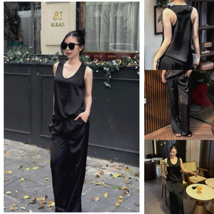 Set Bộ Lụa Tô Châu Cao Cấp Áo Tank Quần Suông Thanh Lị