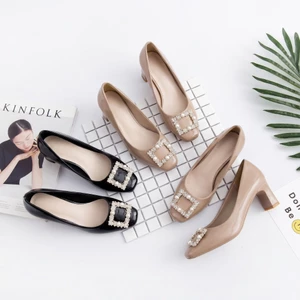 Giày cao gót Mary Jane nữ 5cm mũi vuông thoải mái đi học phong cách Hàn Quốc