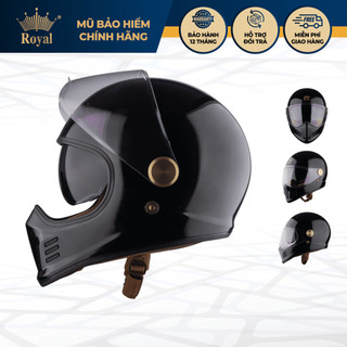 Mũ Bảo Hiểm Full Face Royal M186 2 Kính Che Mặt Classic, Nam Nữ Đi Phượt, Moto, BH 12 Tháng
