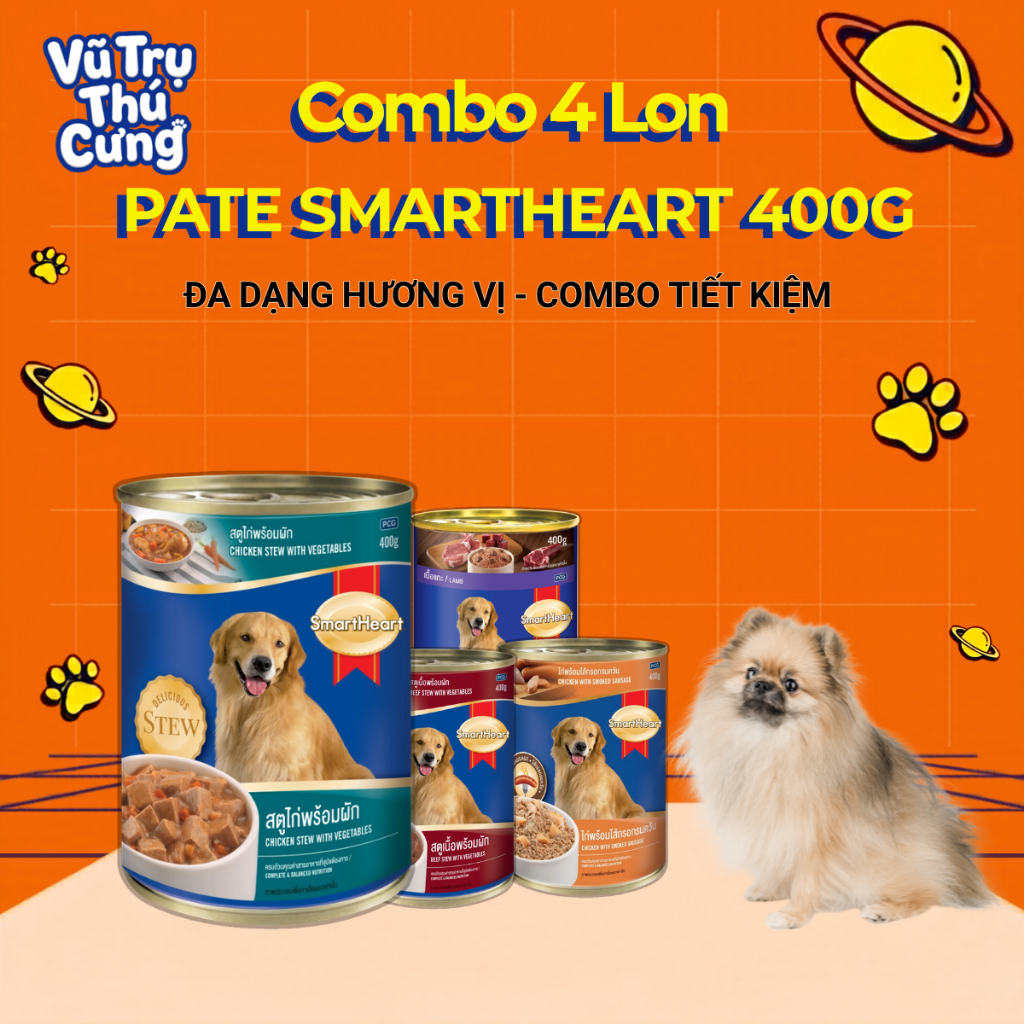 Combo 4 Lon Pate Smartheart Thái Lan Cho Chó 400g