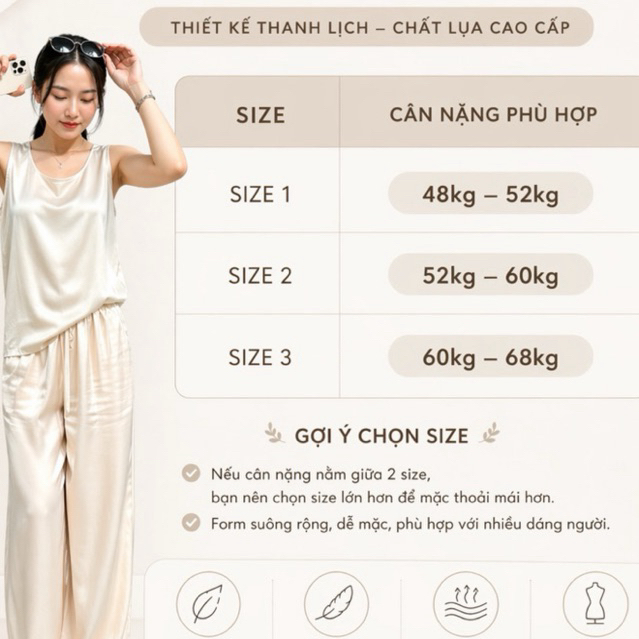 Set Bộ Lụa Tô Châu Cao Cấp Áo Tank Quần Suông Thanh Lị