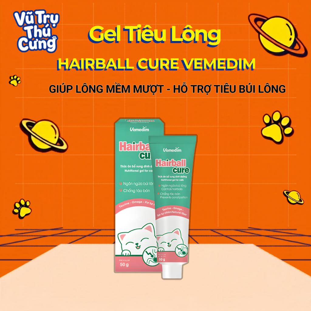 Gel Tiêu Búi Lông Cho Mèo Hairball Cure Vemedim 50g