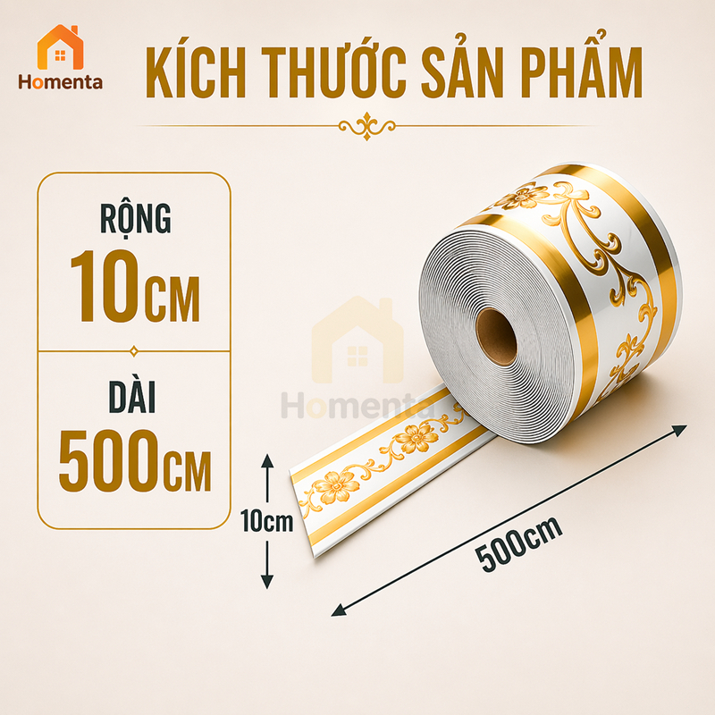 Miếng Dán Chân Tường Cuộn 5m Phào Nẹp Xốp PVC Chống Nước, Chống Dầu Mỡ, Dễ Lau Chùi, Keo Tự Dính Chắc, KT 10cm