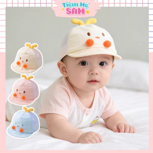 Mũ Lưỡi Trai Cho Bé Trai Bé Gái Sơ Sinh 0-3 Tháng Hình Vịt Phối Lưới Thoáng Khí Hàn Quốc - Tiệm Mẹ Sam97 - MUG17