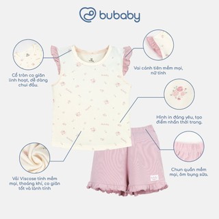 Bubaby IVS130400 T4.1 Bộ ngắn tay cổ tròn bèo vai 🔅cho bé