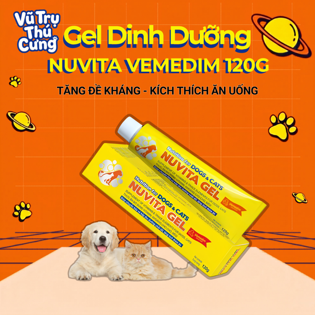 Gel Dinh Dưỡng Bổ Sung Vitamin Khoáng Chất Cho Chó Mèo Vemedim Nuvita Gel 120g