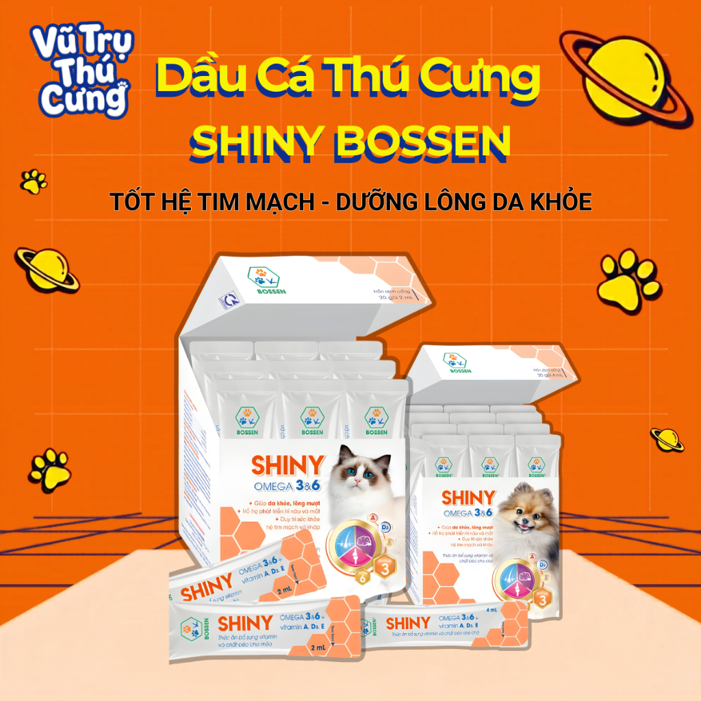 Dầu Cá Hồi Cho Chó Mèo Shiny Bossen Mượt Lông Da