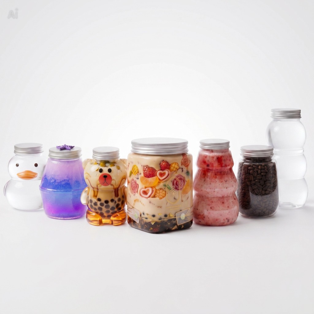 Combo 25 Chai Hình Thú 500ml Kèm Nắp Nhôm – Chai Nhựa PET Đựng Trà Sữa, Nước Ép, Detox Siêu Cute