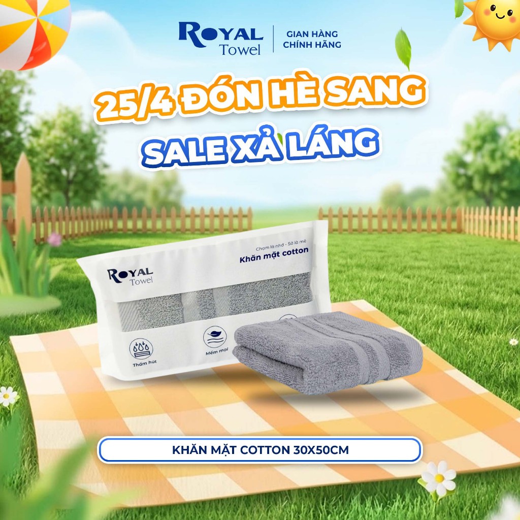 Khăn Mặt Royal Towel 30x50cm Với Sợi Bông Cotton Dày Thấm Hútốt - Hình ảnh thực tế