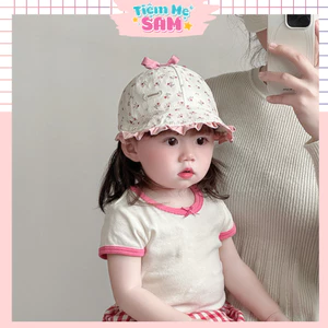 Mũ Bèo Hoa Nhí Cho Bé Gái Đính Nơ Xinh Phong Cách Hàn Quốc Tiểu Thư Cho Bé 10-24 Tháng - Tiệm Mẹ Sam97 - MUG25