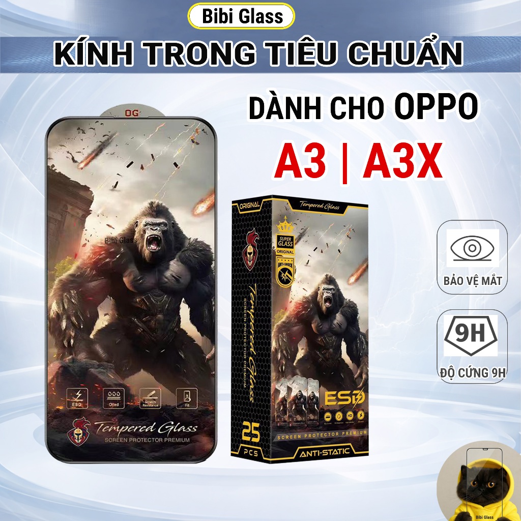Kính cường lực Oppo A3X / A3 cao cấp full màn trong suốt bảo vệ màn hình điện thoại bibi