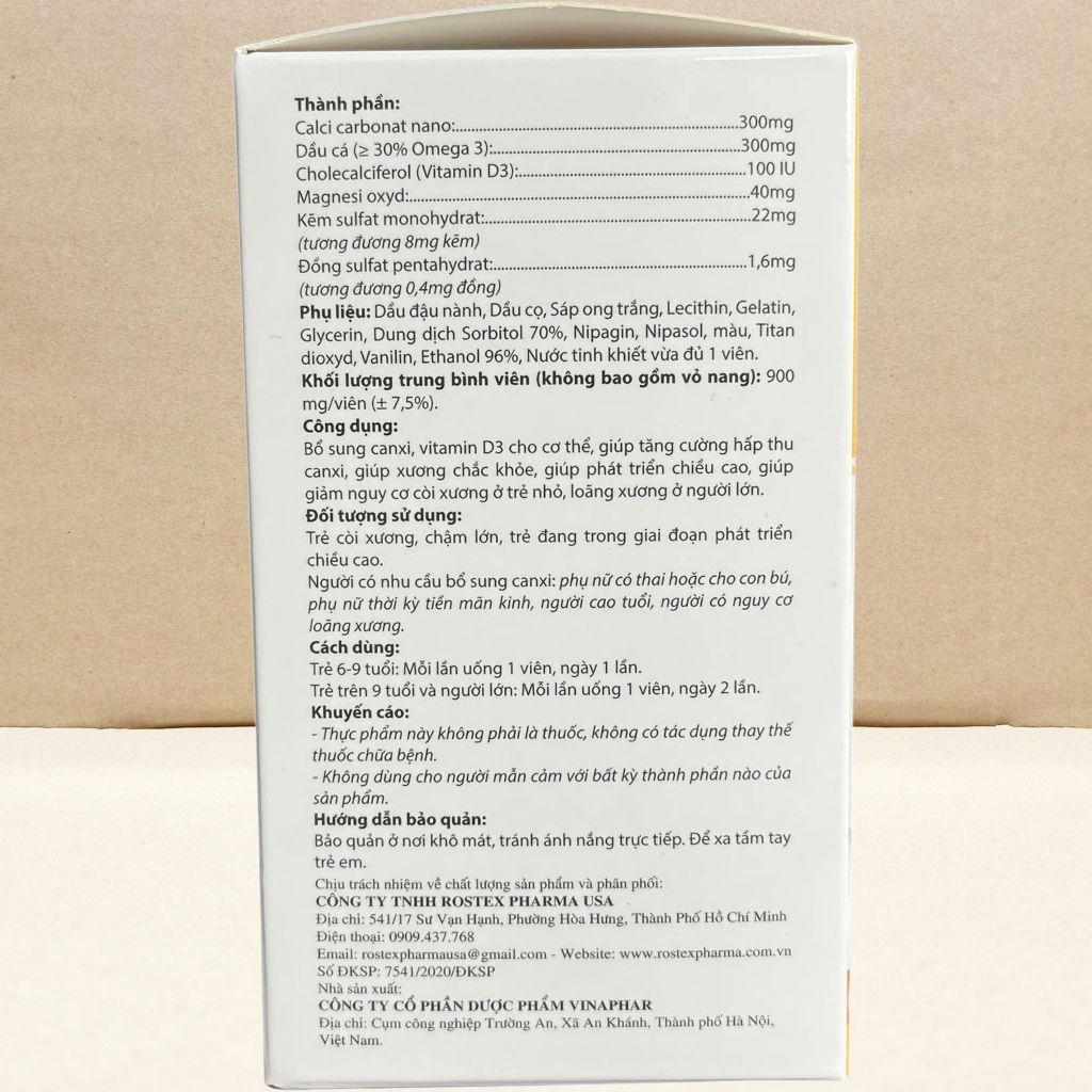 Combo 5 Hộp Calcium Nano Vàng Trắng 100 Viên - Rostex - Vinaphar - Vitamin Chữa Lành