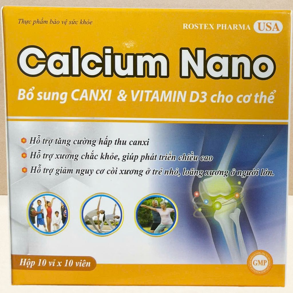 Calcium Nano Vàng Trắng 100 Viên - Rostex - Vinaphar - Vitamin Chữa Lành