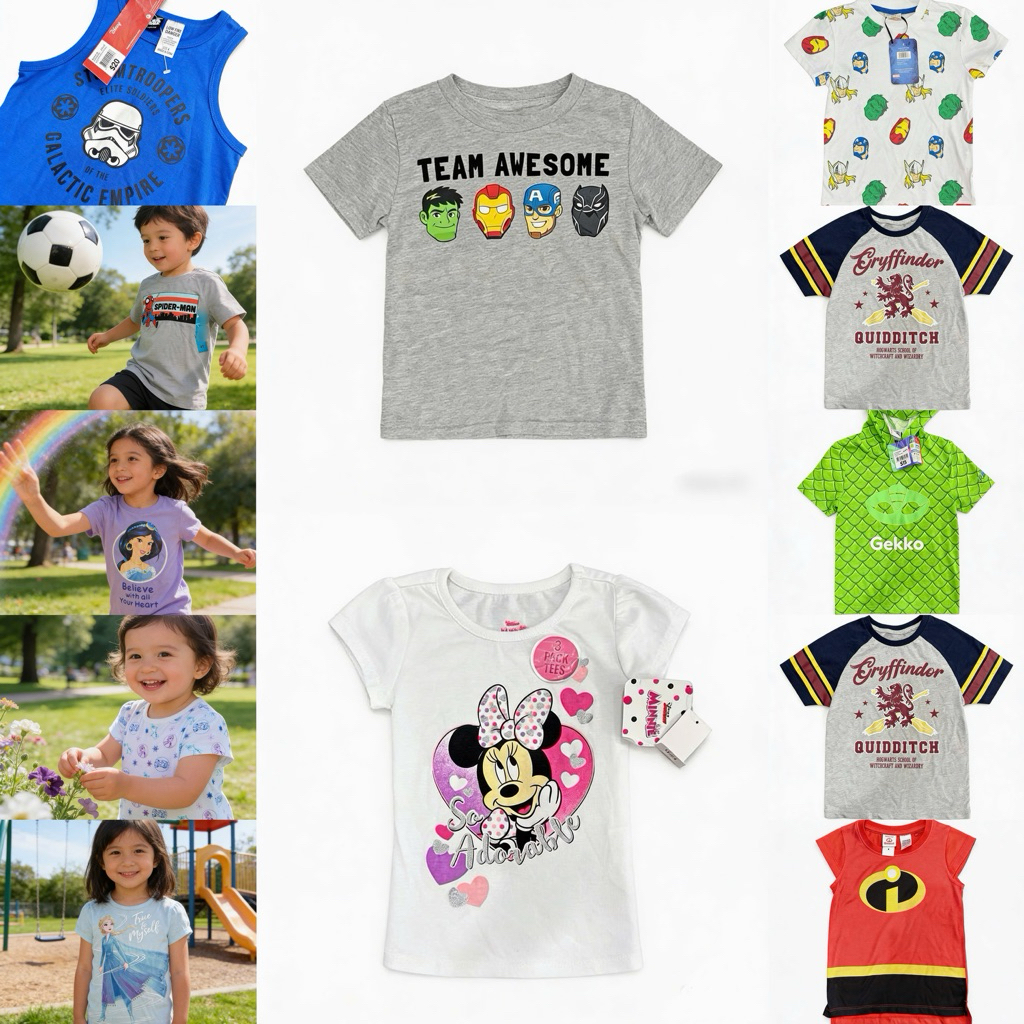 Áo phông trẻ em xuất khẩu dư xịn bé trai bé gái 2-7Y (10-27kg) F0843 cotton mềm mát