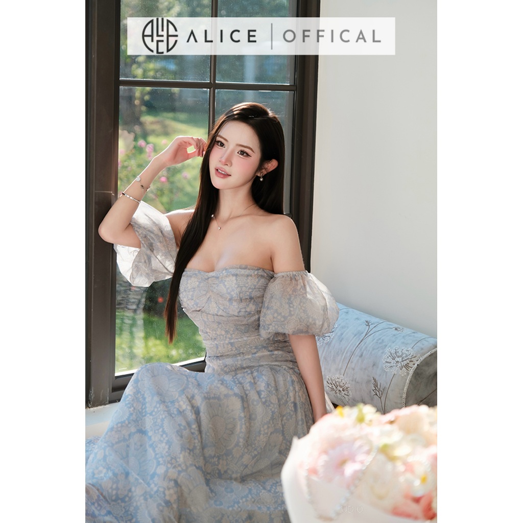 Váy Tiểu Thư Maxi Alice Chất Tơ Hoa Dáng Quây Trễ Vai, Đầm Dài Ôm Eo Tôn Dáng Phù Hợp Mùa Hè T480
