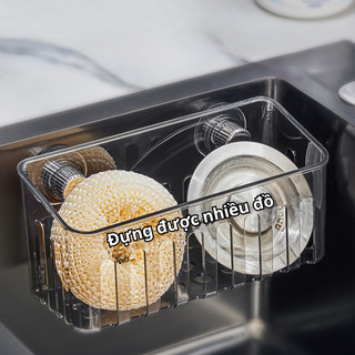 Giá để đồ rửa bát trong suốt hút chân không, khay đựng đồ rửa chén chất liệu nhựa ABS HomieTech