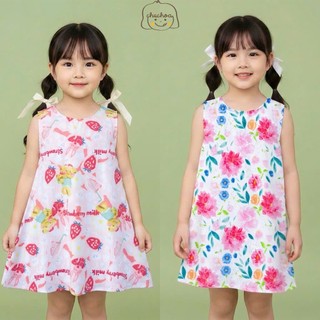 Váy Lanh bé gái, Đầm Lanh bé gái sát nách dáng suông ChuChoaKids [VBC24]