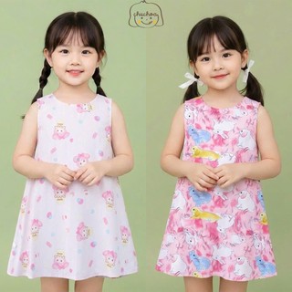 Váy Lanh bé gái, Đầm Lanh bé gái sát nách dáng suông ChuChoaKids [VBC24]