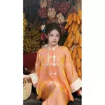 Pháp Phục Đi Chùa Cao Cấp Mẫu Mới Nhất thọ Tằm Óng ánh kim cúc nơ ngọc Phối gấm Cúc Hoa Cách Tân Sang Trọng Pháp Phục — ảnh 3