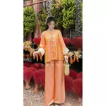 Pháp Phục Đi Chùa Cao Cấp Mẫu Mới Nhất thọ Tằm Óng ánh kim cúc nơ ngọc Phối gấm Cúc Hoa Cách Tân Sang Trọng Pháp Phục — ảnh 4