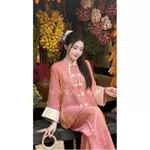 Pháp Phục Đi Chùa Cao Cấp Mẫu Mới Nhất thọ Tằm Óng ánh kim cúc nơ ngọc Phối gấm Cúc Hoa Cách Tân Sang Trọng Pháp Phục — ảnh 8
