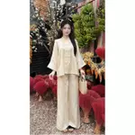 Pháp Phục Đi Chùa Cao Cấp Mẫu Mới Nhất thọ Tằm Óng ánh kim cúc nơ ngọc Phối gấm Cúc Hoa Cách Tân Sang Trọng Pháp Phục — ảnh 6