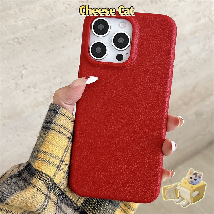 Ốp điện thoại iPhone bằng da màu hồng/Xanh/Vàng/Đỏ cho iPhone 14 15 16 17 Pro Max 11 12 13 XR Xs Max 7 8 Plus