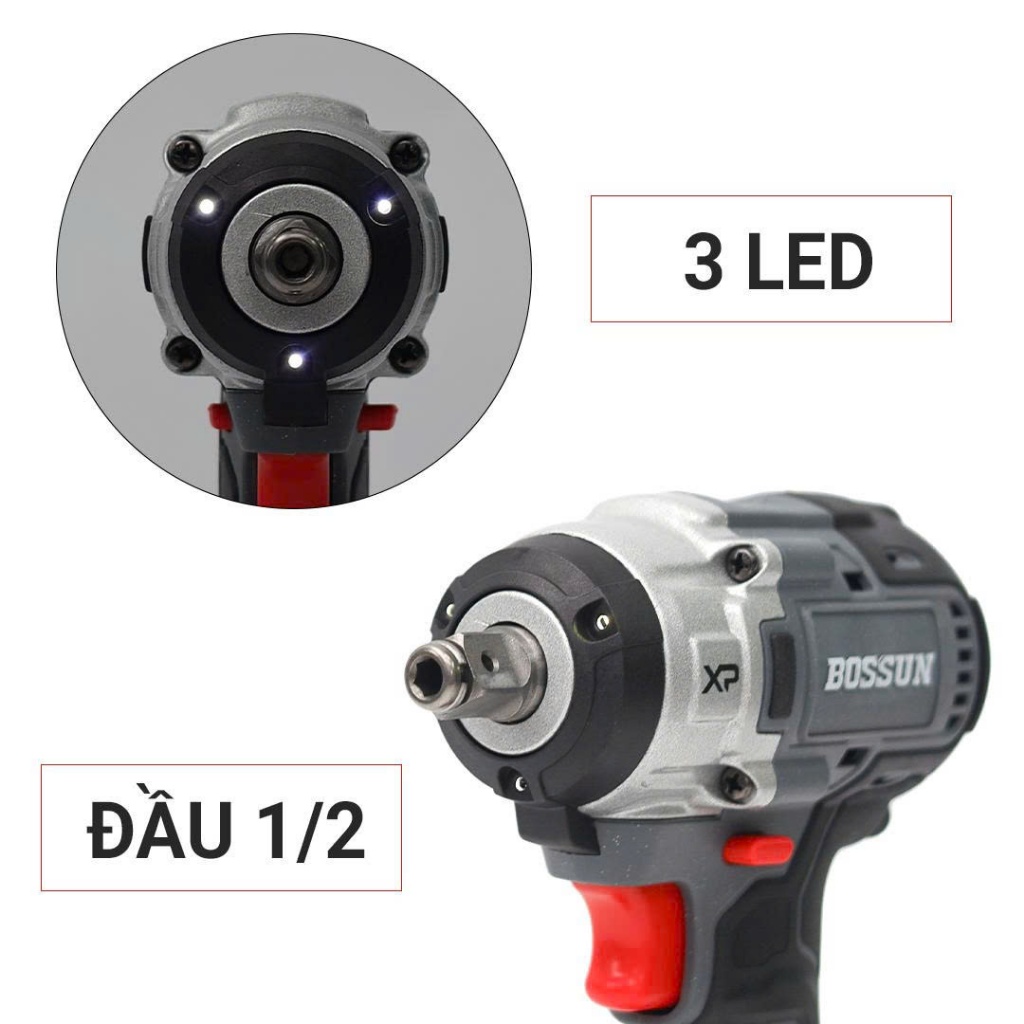 Máy Siết Bulong Bossun BS-IW360NCP Lực Siết 360Nm Đông Cơ Lõi Đồng Không Chổi Than Đầu Khẩu 1/2