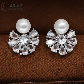 Khuyên tai nữ bông tai cô dâu sang trọng Larme accessories -KT0249