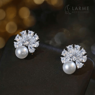 Khuyên tai nữ bông tai cô dâu sang trọng Larme accessories -KT0249