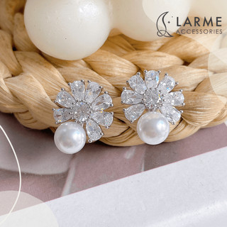 Khuyên tai nữ bông tai cô dâu sang trọng Larme accessories -KT0249